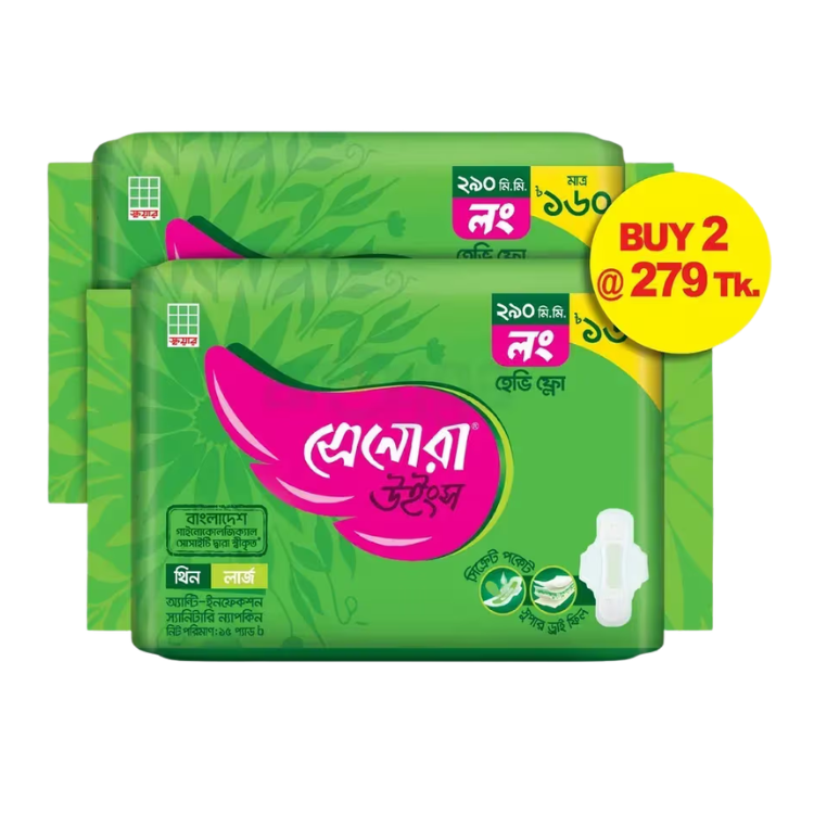 Senora Long Heavy Flow Sanitary Napkin 15 pads ( Buy 2 & Get 101 TK OFF )